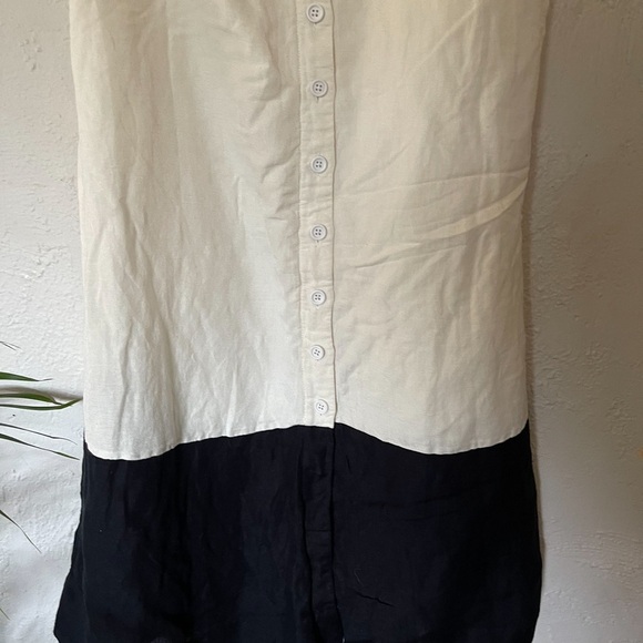 Anthropologie Maeve Colorblocked Contrast Midi Dress Smocked Black White - Picture 5 of 10